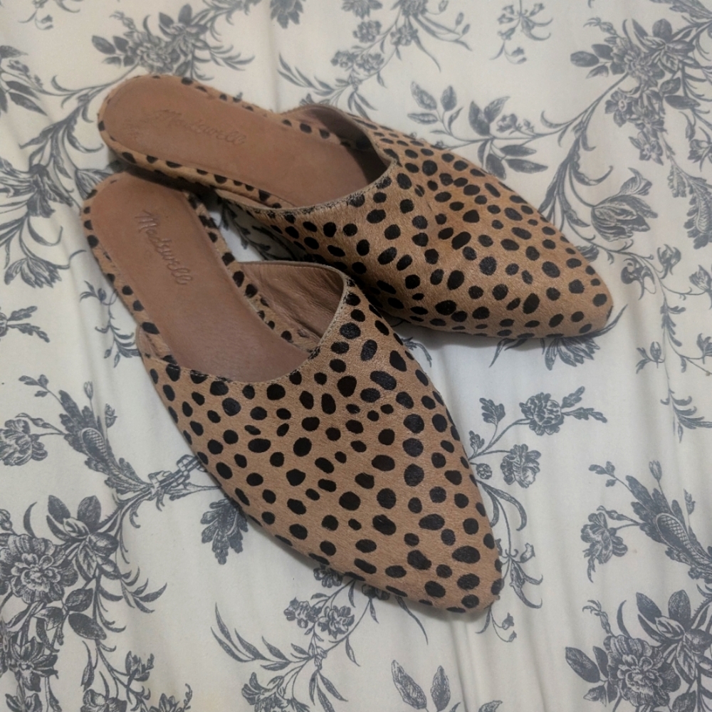 Madewell Tan and Black Leopard Print Mules